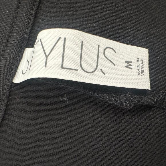 NEW! Women's Stylus Basic Black Shirt medium $36 Cotton Blend Short Sleeve Round - Picture 5 of 9